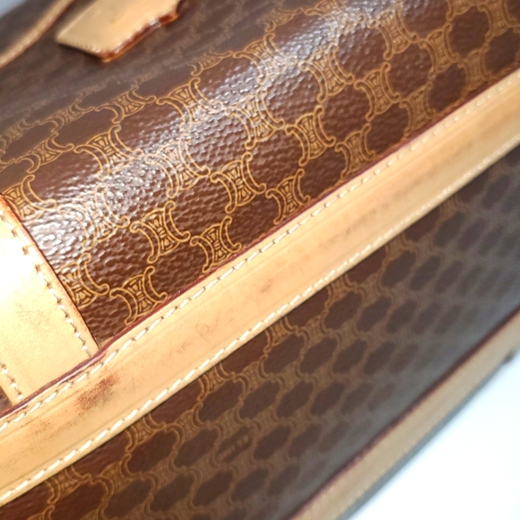 Celine Vintage Boston Bag 1 OPEN POCKET IN FRONT Macadame Coated  Canvas . - Picture 6 of 16